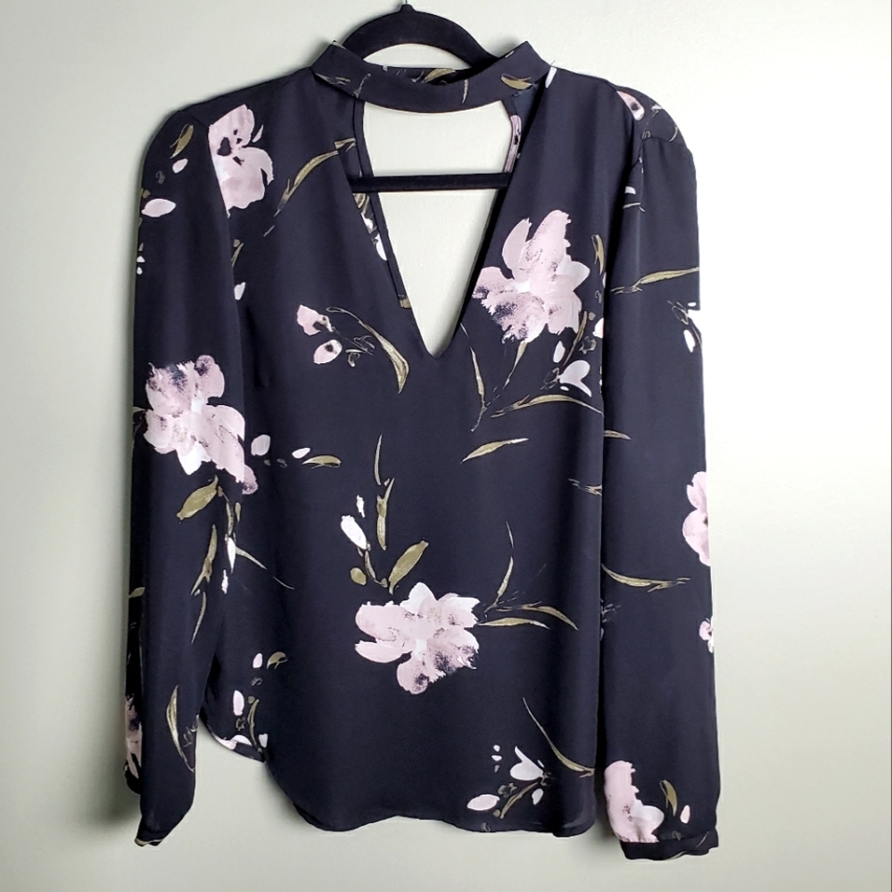 Dynamite Black Printed Blouse Size Small